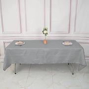 60" x 102" Accordion Metallic Crinkled Taffeta Rectangular Tablecloth - Silver TAB_ACRNK_60102_SILV