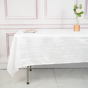 60" x 102" Accordion Metallic Crinkled Taffeta Rectangular Tablecloth - White TAB_ACRNK_60102_WHT