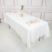 60" x 102" Accordion Metallic Crinkled Taffeta Rectangular Tablecloth - White TAB_ACRNK_60102_WHT