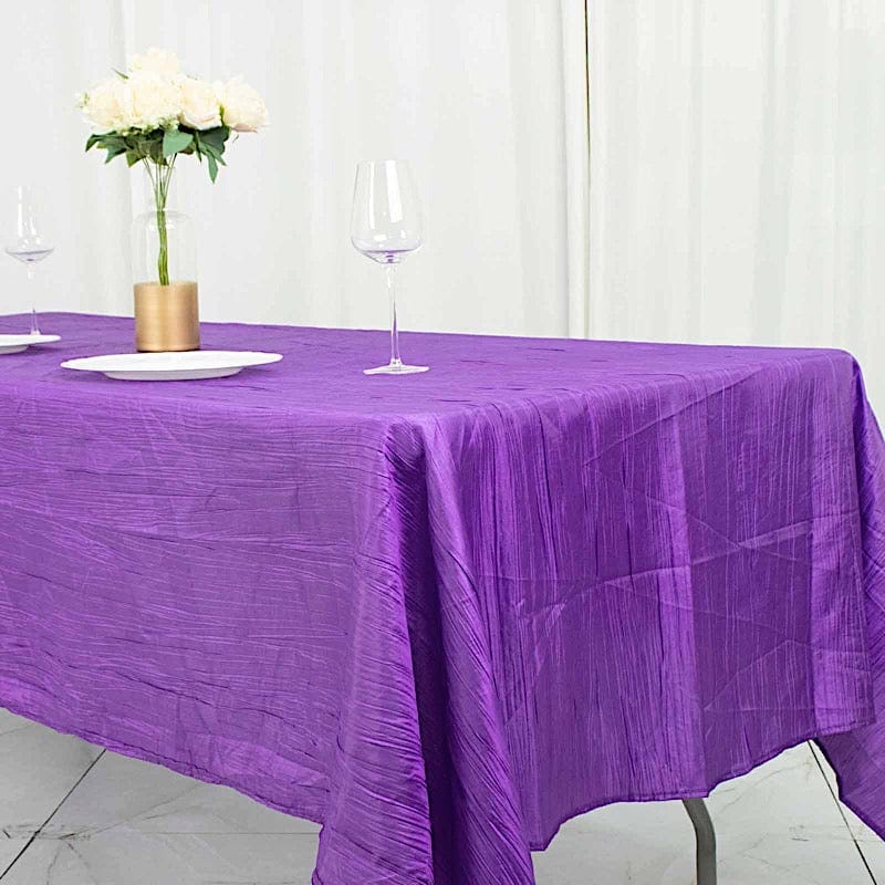 60" x 102" Accordion Metallic Crinkled Taffeta Rectangular Tablecloth