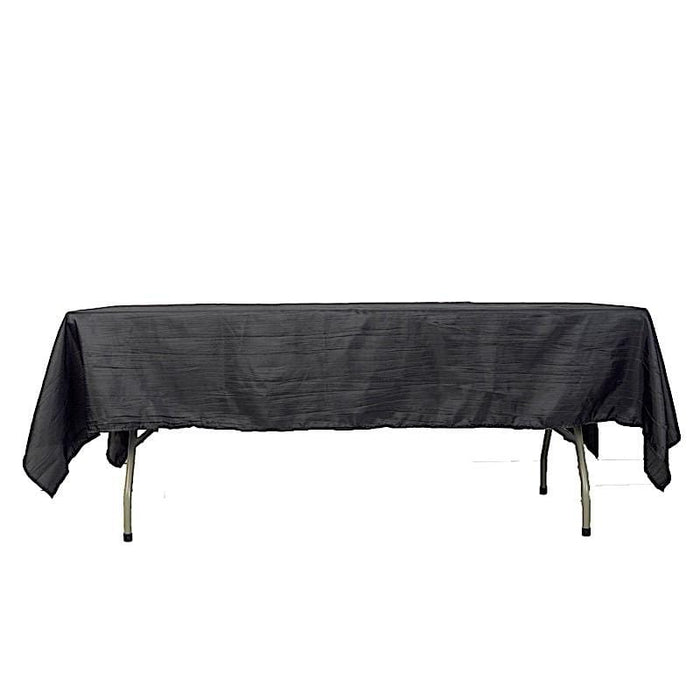 60" x 102" Accordion Metallic Crinkled Taffeta Rectangular Tablecloth - Black TAB_ACRNK_60102_BLK