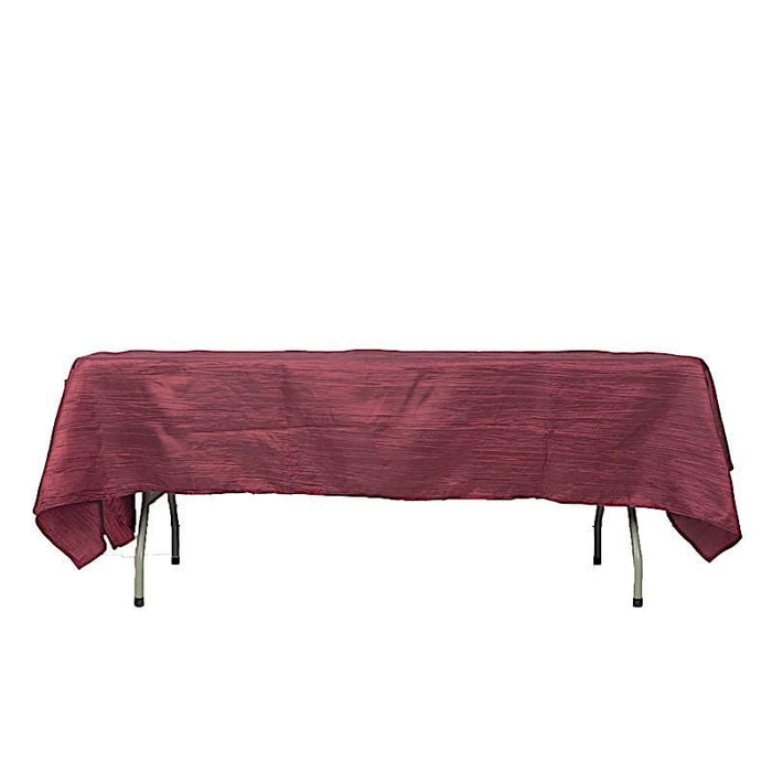 60" x 102" Accordion Metallic Crinkled Taffeta Rectangular Tablecloth - Burgundy TAB_ACRNK_60102_BURG