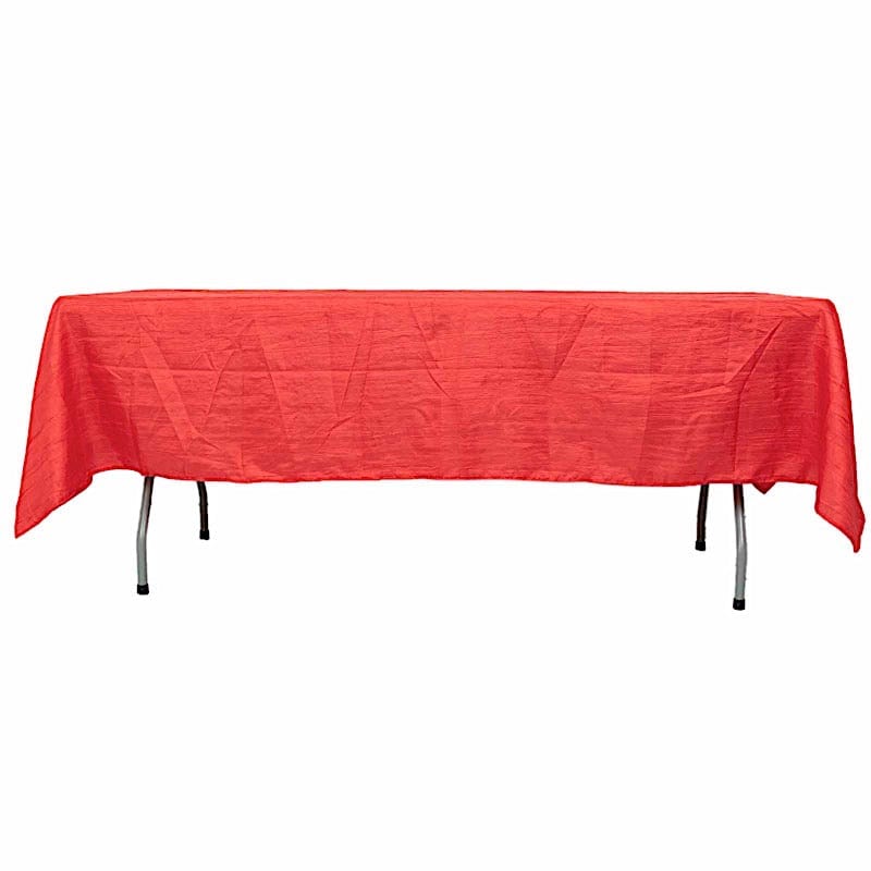 60" x 102" Accordion Metallic Crinkled Taffeta Rectangular Tablecloth TAB_ACRNK_60102_RED