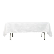 60" x 102" Accordion Metallic Crinkled Taffeta Rectangular Tablecloth TAB_ACRNK_60102_WHT