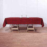 60" x 102" Checkered Gingham Polyester Tablecloth - Black and Red TAB_CHK60102_BLKRED