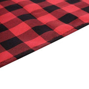 60" x 102" Checkered Gingham Polyester Tablecloth - Black and Red TAB_CHK60102_BLKRED