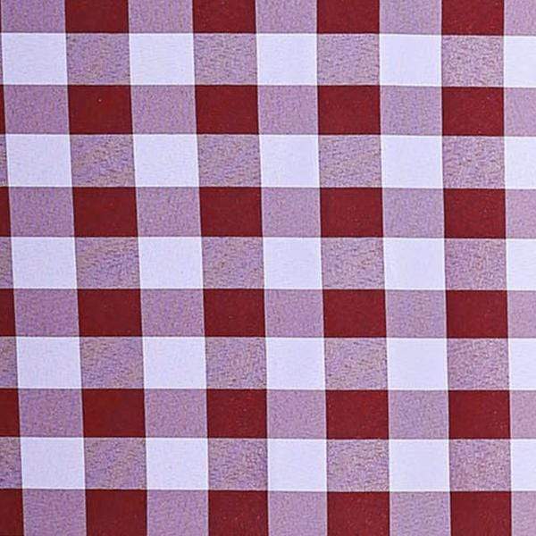 60" x 102" Checkered Gingham Polyester Tablecloth - Burgundy and White TAB_CHK60102_BURG