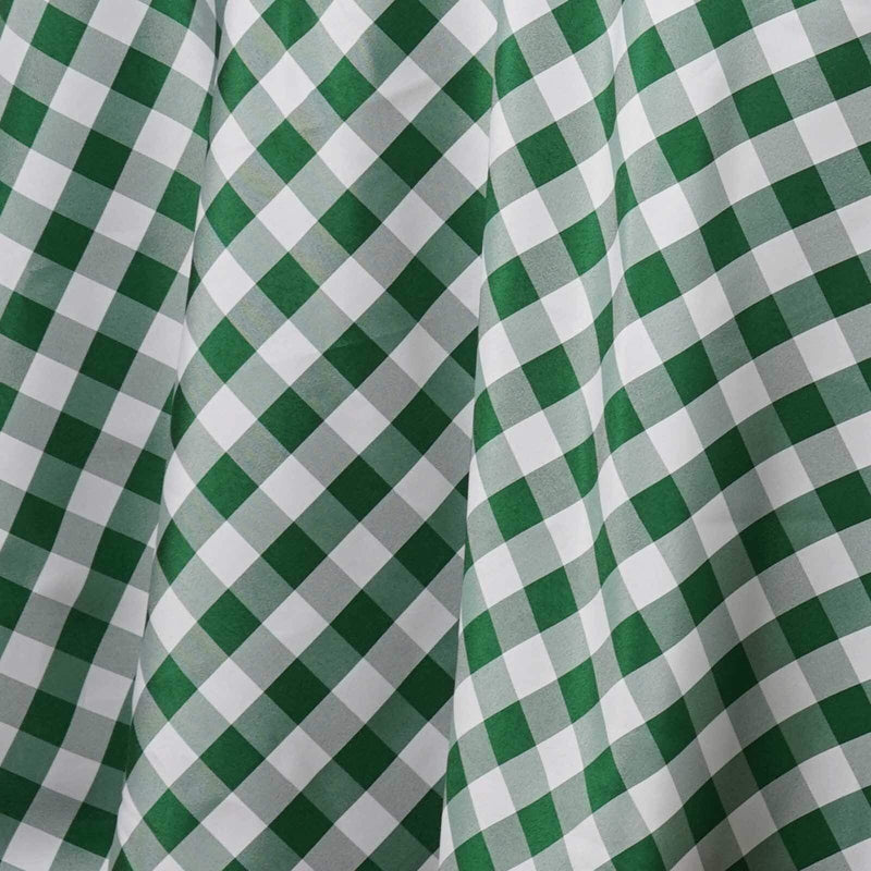 60" x 102" Checkered Gingham Polyester Tablecloth - Green and White TAB_CHK60102_GRN