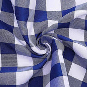 60" x 102" Checkered Gingham Polyester Tablecloth - Navy Blue and White TAB_CHK60102_NAVY