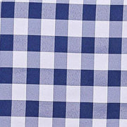 60" x 102" Checkered Gingham Polyester Tablecloth - Navy Blue and White TAB_CHK60102_NAVY