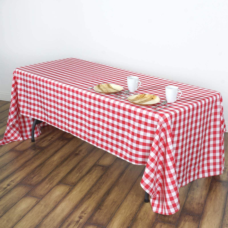 60" x 102" Checkered Gingham Polyester Tablecloth