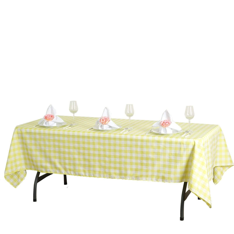 60" x 102" Checkered Gingham Polyester Tablecloth