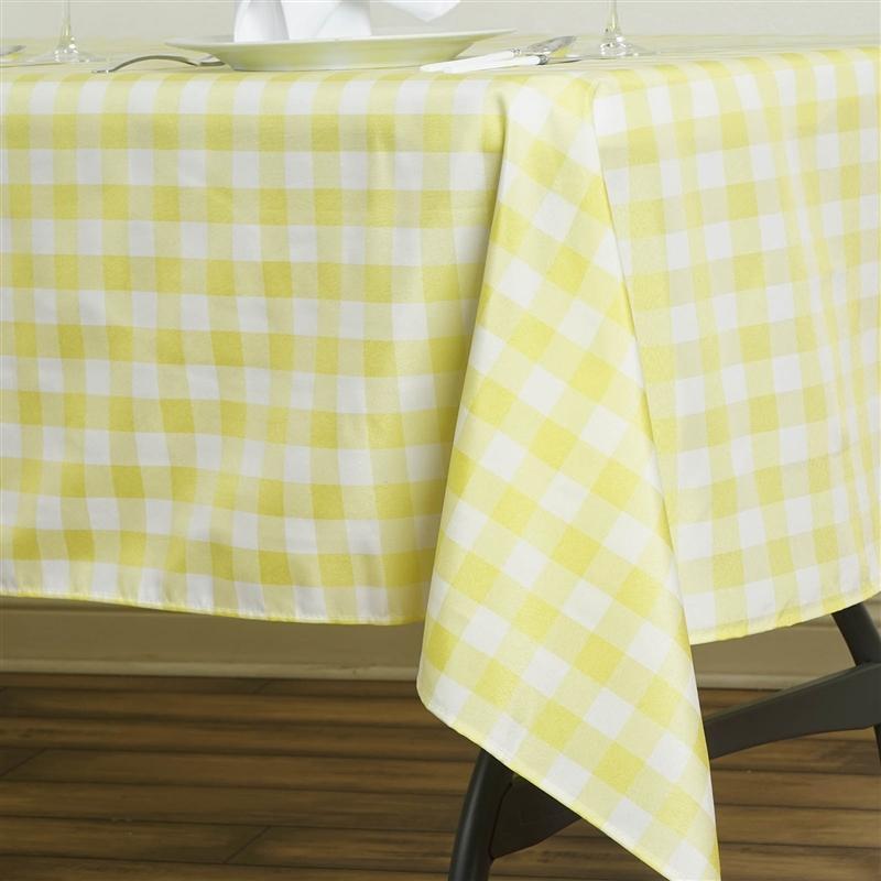 60" x 102" Checkered Gingham Polyester Tablecloth