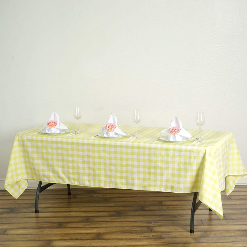 60" x 102" Checkered Gingham Polyester Tablecloth