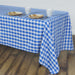 60" x 102" Checkered Gingham Polyester Tablecloth - Blue and White TAB_CHK60102_BLUE