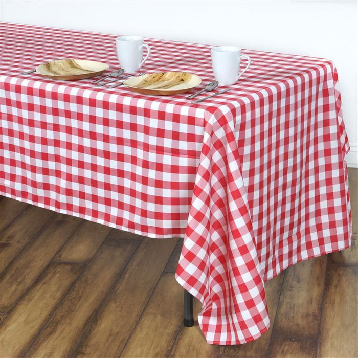 60" x 102" Checkered Gingham Polyester Tablecloth TAB_CHK60102_RED