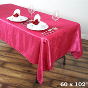 60" x 102" Crinkled Crushed Taffeta Rectangular Tablecloth - Fuchsia TAB_CRNK_60102_FUSH