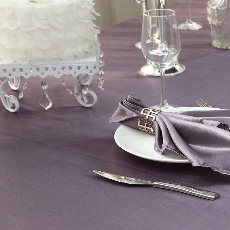 60" x 102" Satin Rectangular Tablecloth - Amethyst TAB_STN_60102_073