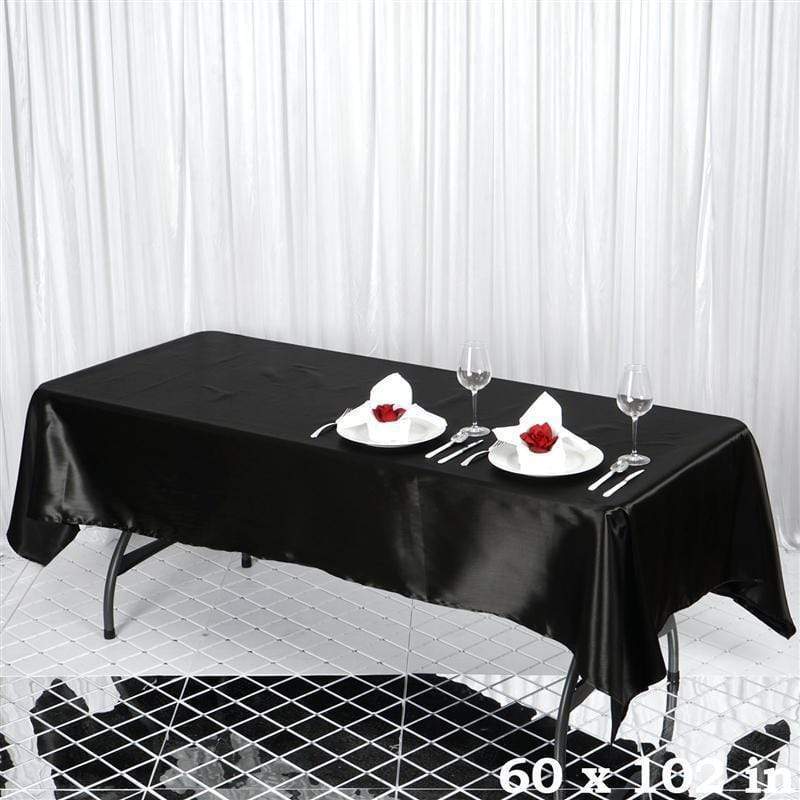 60" x 102" Satin Rectangular Tablecloth - Black TAB_STN_60102_BLK