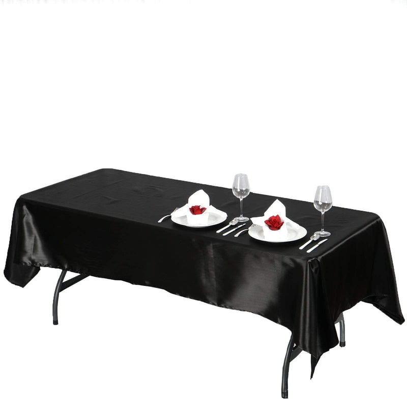 60" x 102" Satin Rectangular Tablecloth - Black TAB_STN_60102_BLK