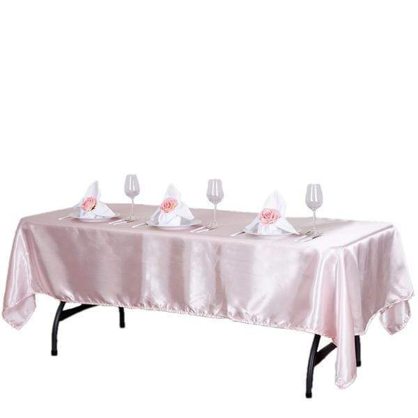 60" x 102" Satin Rectangular Tablecloth - Blush TAB_STN_60102_046