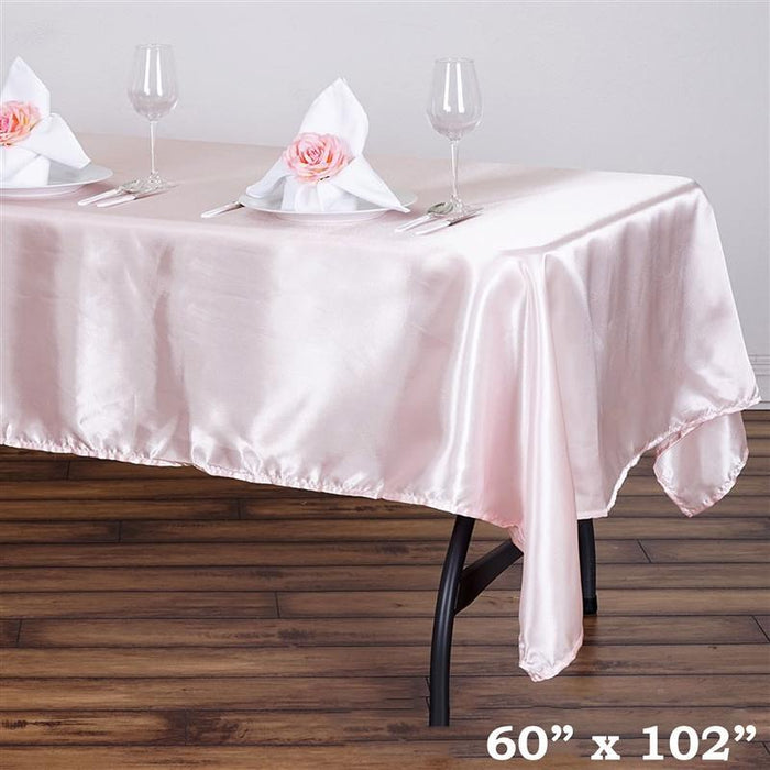 60" x 102" Satin Rectangular Tablecloth - Blush TAB_STN_60102_046