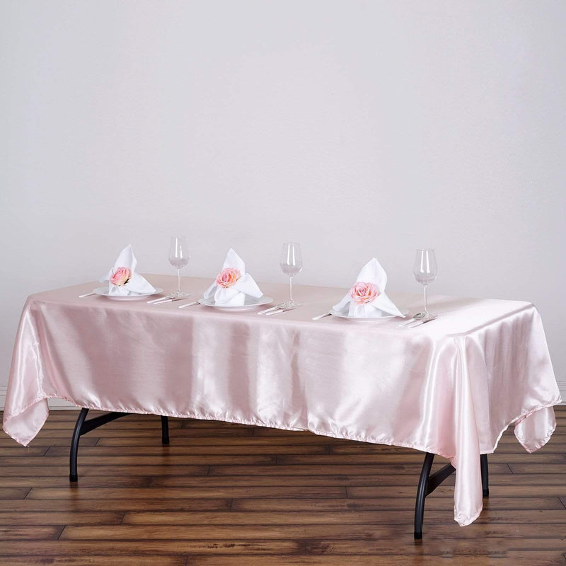 60" x 102" Satin Rectangular Tablecloth - Blush TAB_STN_60102_046