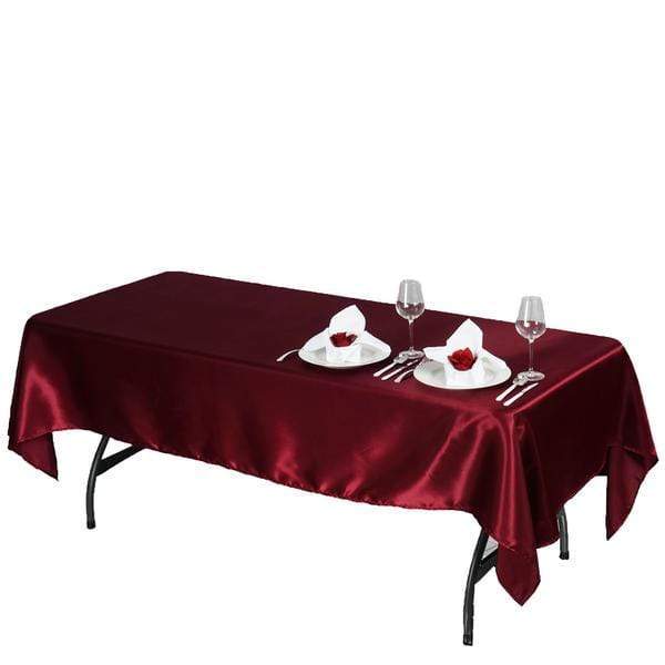 60" x 102" Satin Rectangular Tablecloth - Burgundy TAB_STN_60102_BURG