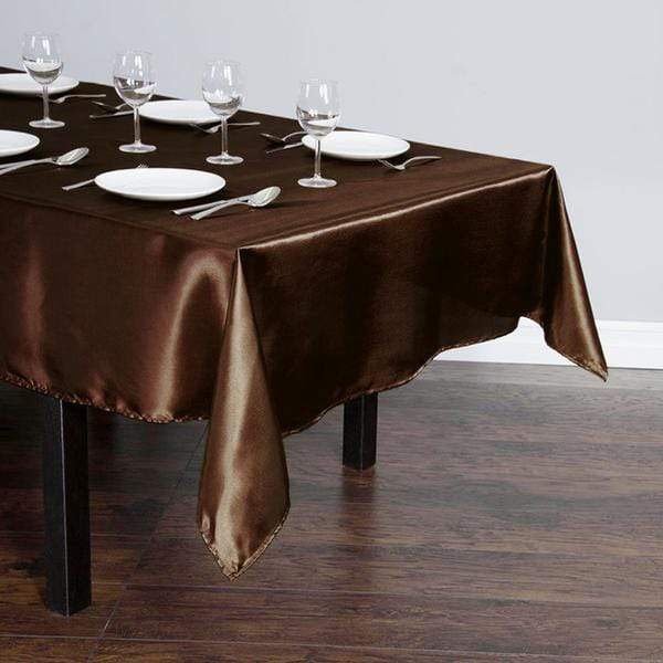 60" x 102" Satin Rectangular Tablecloth - Chocolate Brown TAB_STN_60102_CHOC