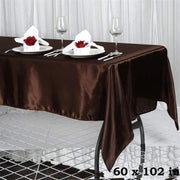 60" x 102" Satin Rectangular Tablecloth - Chocolate Brown TAB_STN_60102_CHOC