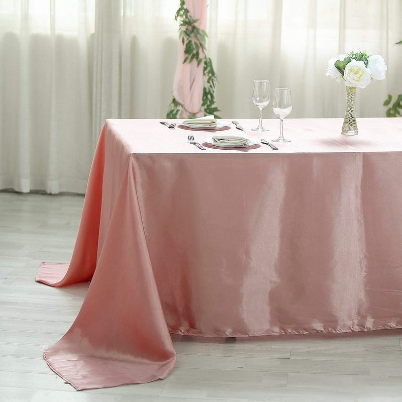 60" x 102" Satin Rectangular Tablecloth - Dusty Rose TAB_STN_60102_080
