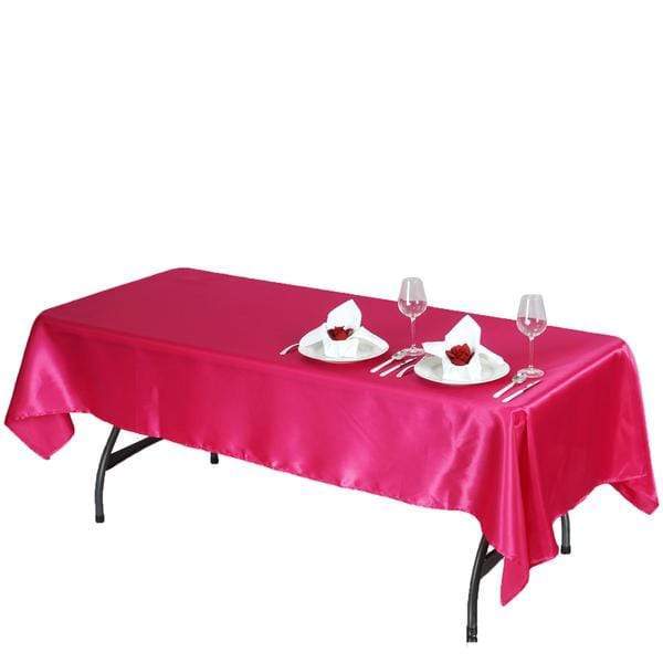 60" x 102" Satin Rectangular Tablecloth - Fuchsia TAB_STN_60102_FUSH