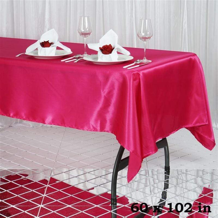 60" x 102" Satin Rectangular Tablecloth - Fuchsia TAB_STN_60102_FUSH