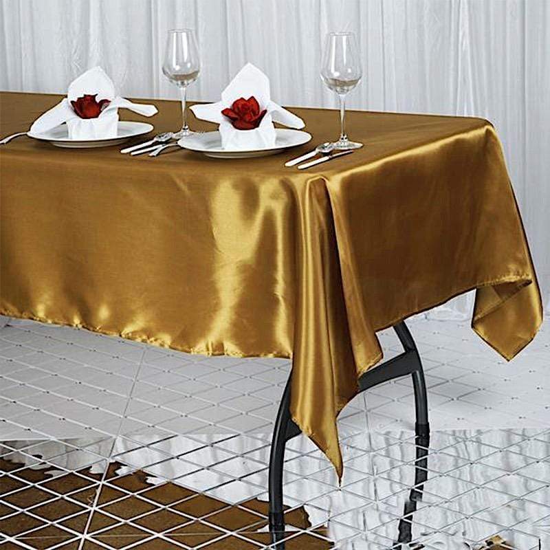 60" x 102" Satin Rectangular Tablecloth - Gold TAB_STN_60102_GOLD