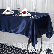 60" x 102" Satin Rectangular Tablecloth - Navy Blue TAB_STN_60102_NAVY
