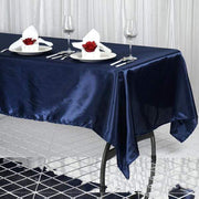 60" x 102" Satin Rectangular Tablecloth - Navy Blue TAB_STN_60102_NAVY