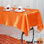60" x 102" Satin Rectangular Tablecloth - Orange TAB_STN_60102_ORNG