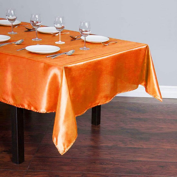 60" x 102" Satin Rectangular Tablecloth - Orange TAB_STN_60102_ORNG