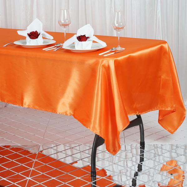 60" x 102" Satin Rectangular Tablecloth - Orange TAB_STN_60102_ORNG