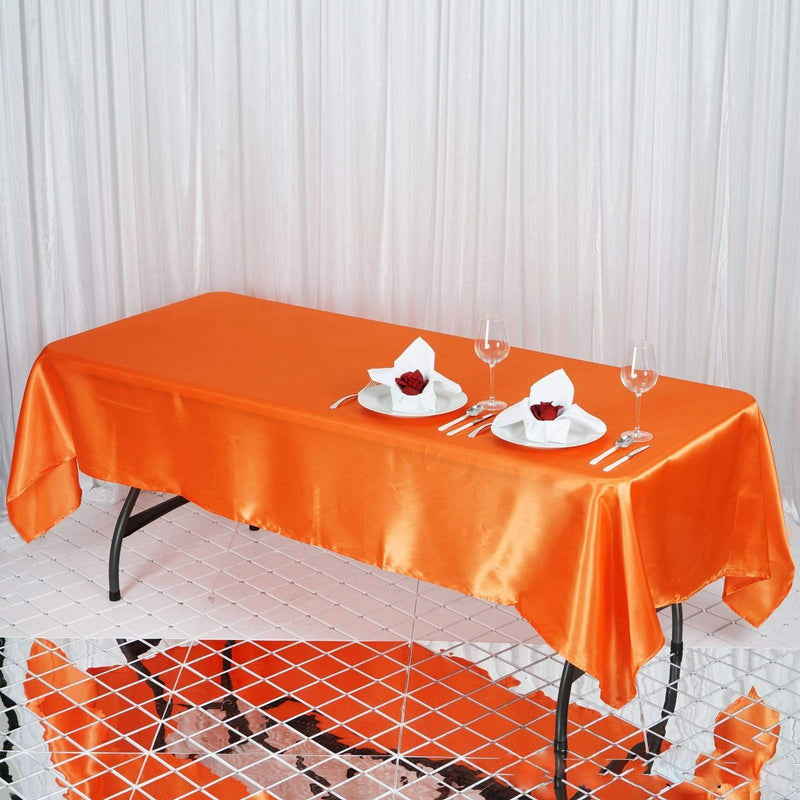 60" x 102" Satin Rectangular Tablecloth - Orange TAB_STN_60102_ORNG