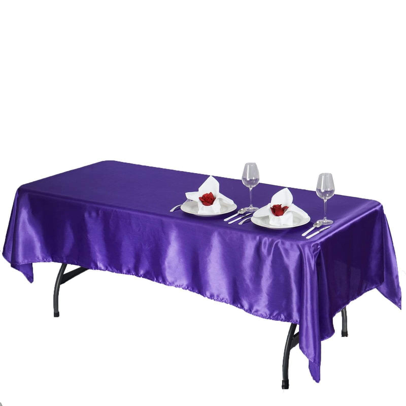 60" x 102" Satin Rectangular Tablecloth - Purple TAB_STN_60102_PURP