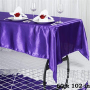 60" x 102" Satin Rectangular Tablecloth - Purple TAB_STN_60102_PURP