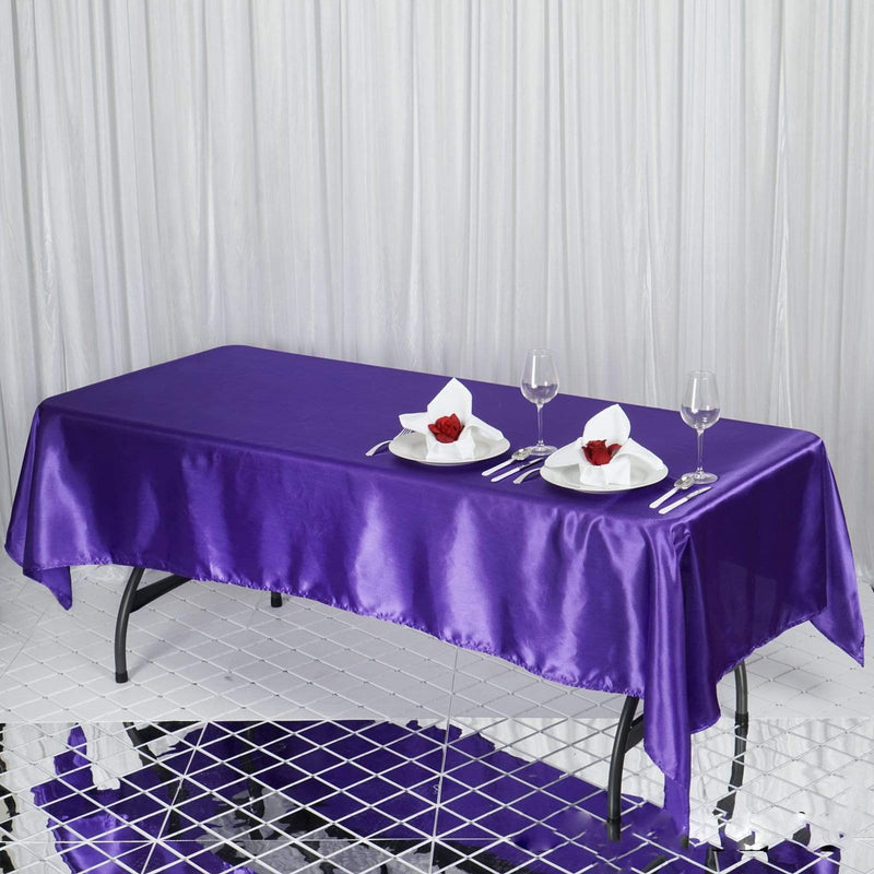 60" x 102" Satin Rectangular Tablecloth - Purple TAB_STN_60102_PURP