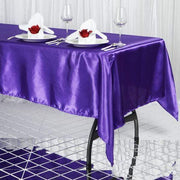 60" x 102" Satin Rectangular Tablecloth - Purple TAB_STN_60102_PURP