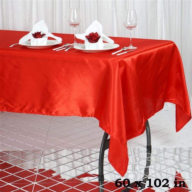 60" x 102" Satin Rectangular Tablecloth - Red TAB_STN_60102_RED