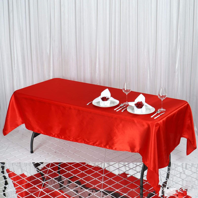 60" x 102" Satin Rectangular Tablecloth - Red TAB_STN_60102_RED