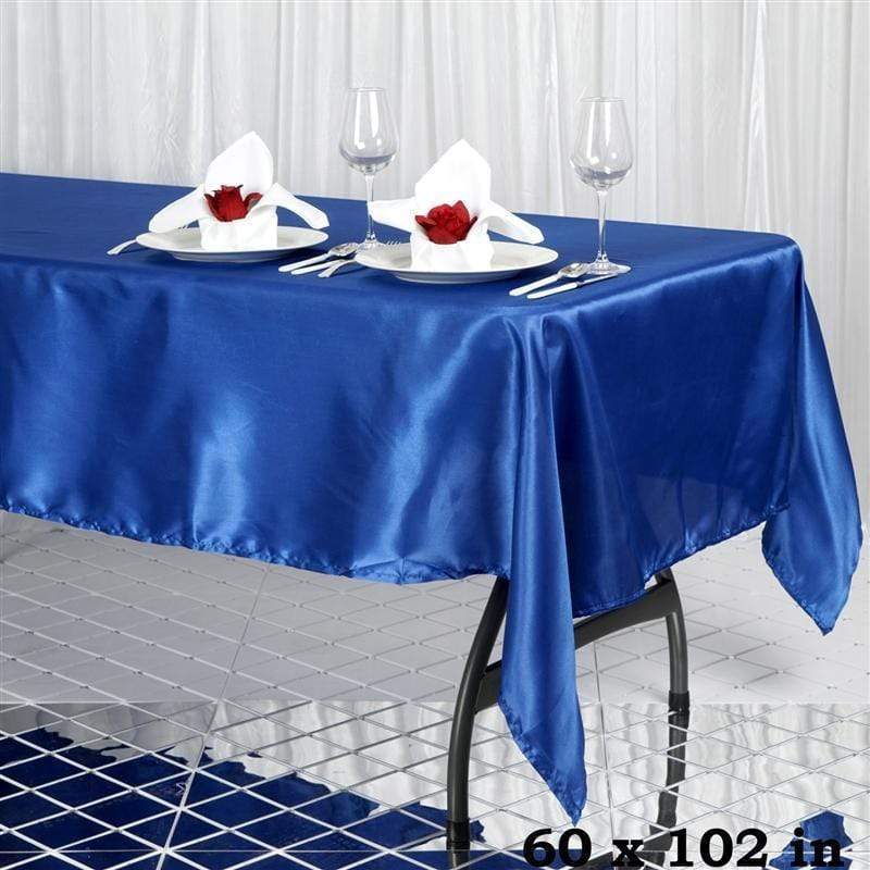 60" x 102" Satin Rectangular Tablecloth - Royal Blue TAB_STN_60102_ROY
