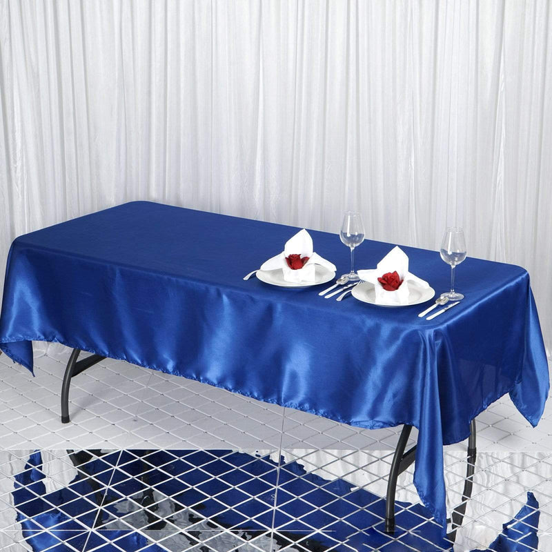 60" x 102" Satin Rectangular Tablecloth - Royal Blue TAB_STN_60102_ROY
