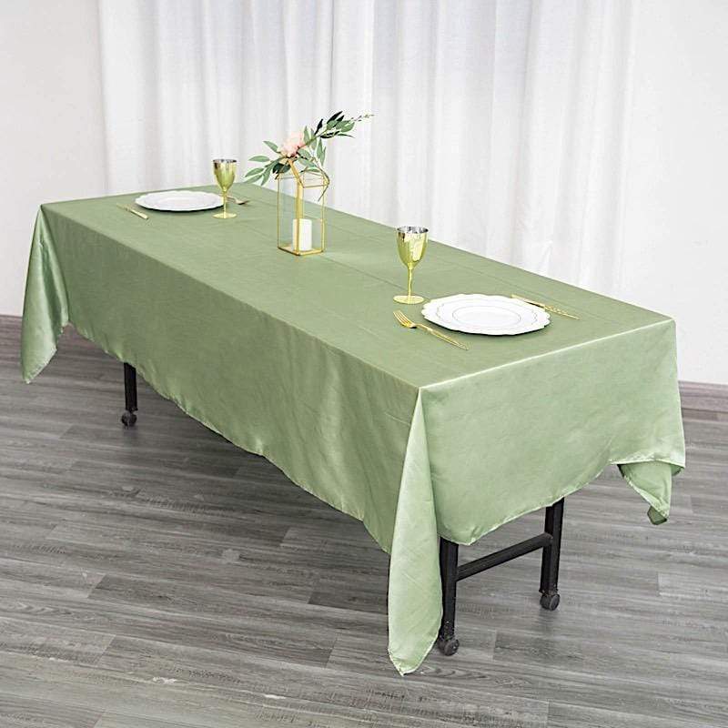 60" x 102" Satin Rectangular Tablecloth - Sage Green TAB_STN_60102_SAGE
