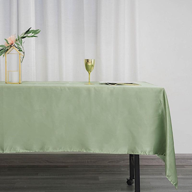 60" x 102" Satin Rectangular Tablecloth - Sage Green TAB_STN_60102_SAGE